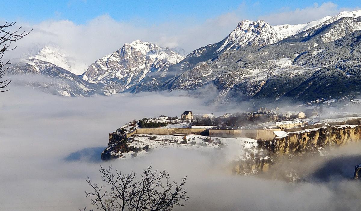 View from the chalet over the ecrin massive and Mont Dauphin